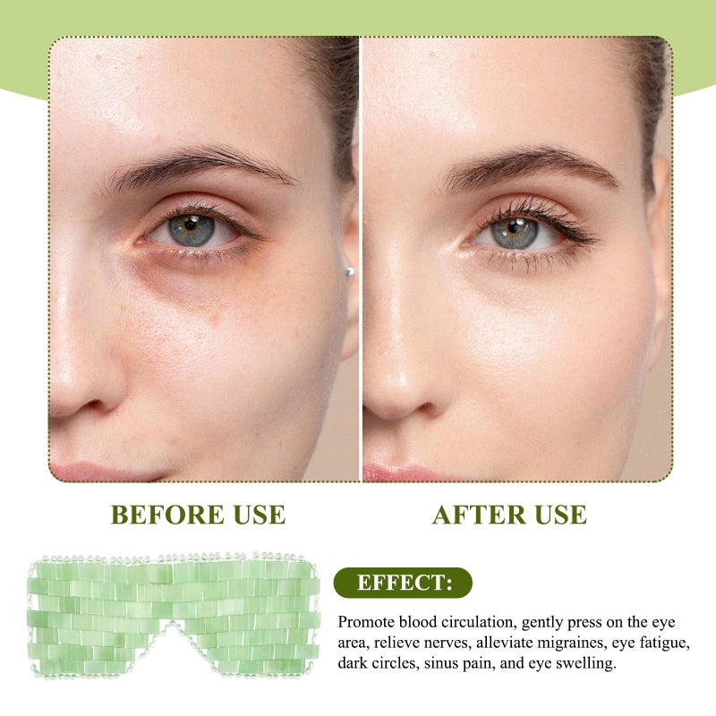 PKRFCJ Jade Eye Mask 2 Pcs Jade Eye Mask for Facials can Relieve Puffiness and Relieve Eye Cover (Comes with Massage M-Shaped Comb *1, Eight-Tooth Comb *1) - Image 3
